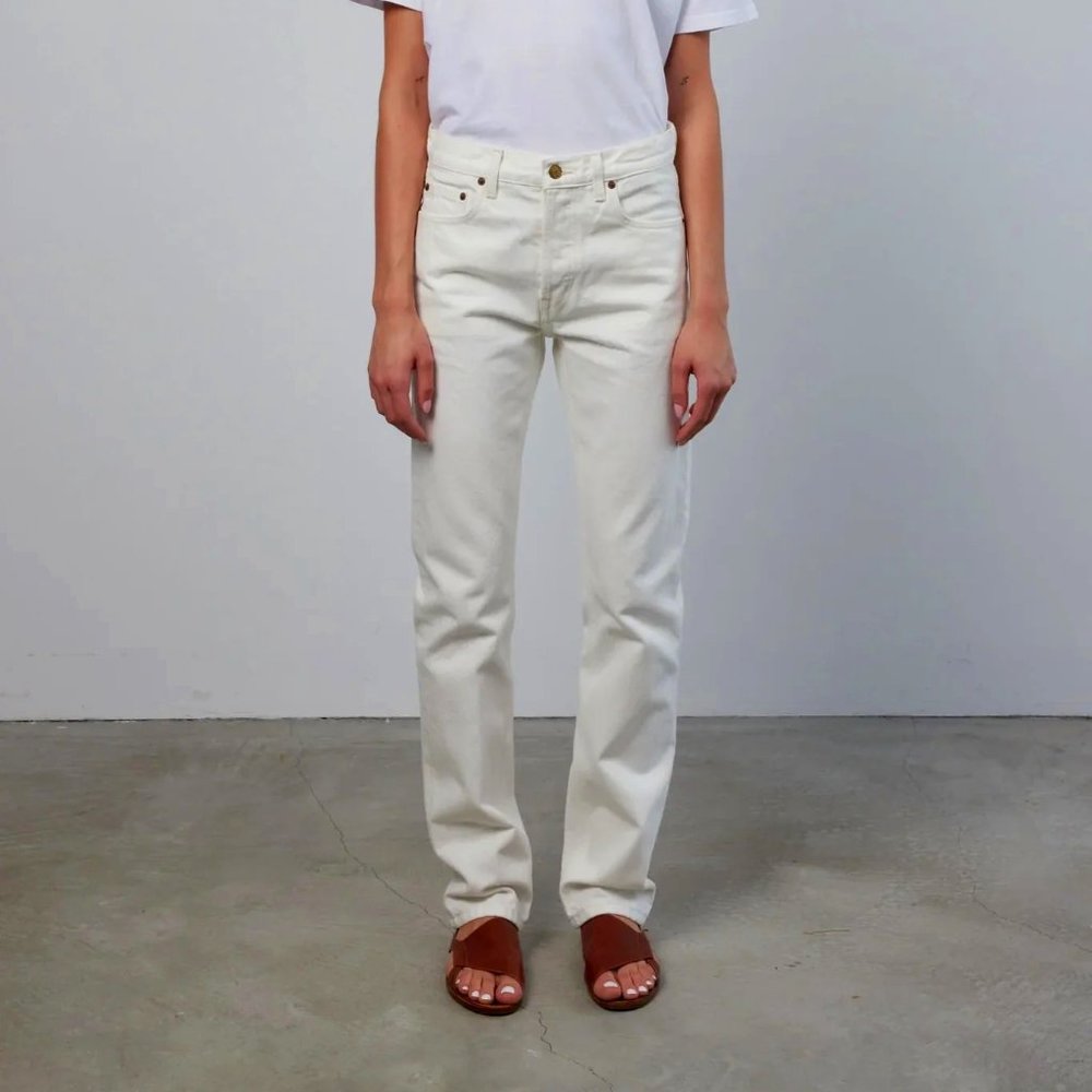 B Sides - brit tapered jean chalk overdye